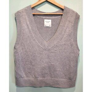 Abercrombie Fitch Gray Boxy V Neck Academia Preppy Sweater Vest Sz M